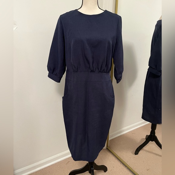 Rebecca Tatti Blue Denim Colored Office Dress - Picture 1 of 10
